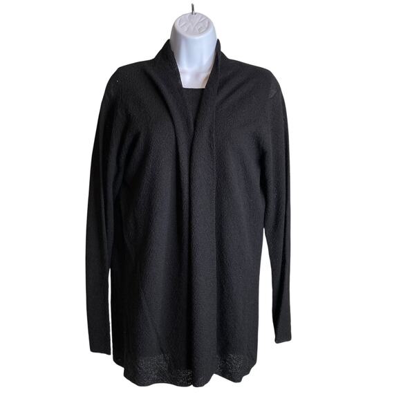 Eileen Fisher Womens Black Wool Two Piece Tank Top Cardigan Set Size M Lagenlook - Picture 1 of 16